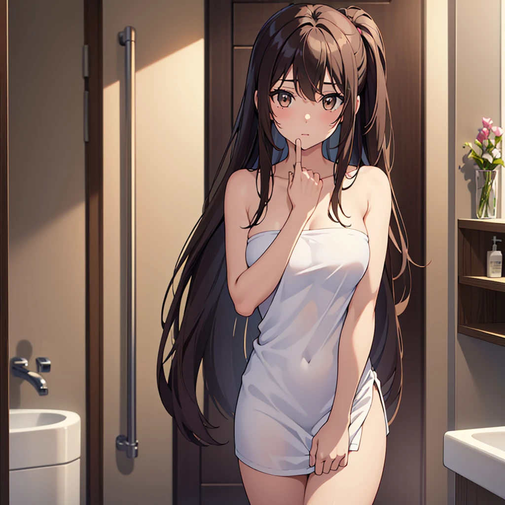 Ultra realistic , girl, obra maestra, mejor calidad, alta calidad, defined, detailed, HD, (piel morena), ojos definidos, ojos cafes intensos, long eyelashes, small mouth, sonrisa, :3, very long hair, pelo liso, pelo oscuro, cuerpo reducido, bosom barely contained, big breasts, sexy, posando foto, sin sostenes, no bra, excitada, pezones erectos, nice view, full body, nice body, nice hands, nice fingers, perfect fingers, abierto, (mojada), sudada, caliente, tight, sonrojada, nice legs, no socks, sin flequillo, peinada hacia atras, pose lasciva, petites, ((no skirts)), ((lil sister)), hot big sister, barely covering, lean, unaware, no panties, sexy underwear barely wearing, shower, (bathroom), transparent window, cover towel, showering together, changing clothes, nude, heat, finishing, fuckeable, touching, water, in the bathroom, camera from above, looking up sis, from back, backwards, behind, girl taking shower, under the shower with lil sister, under shower happy, close up, view from above, nice, towards, ((nude), no clothes, showering, tight with camara