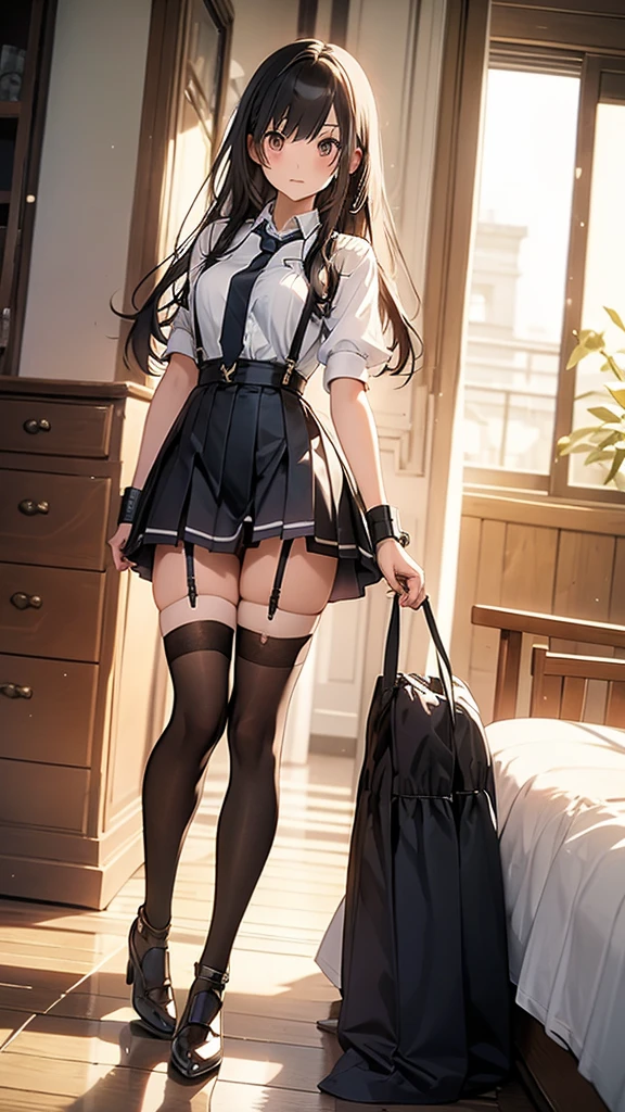 Girl seen from the floor, It's okay to wear a skirt, View from below, I can see my panties, medium breasts, ((Very detailed)), (Perfectly detailed face), (Highly detailed hands), Photorealistic images,White panty,up skirt,Lace panties