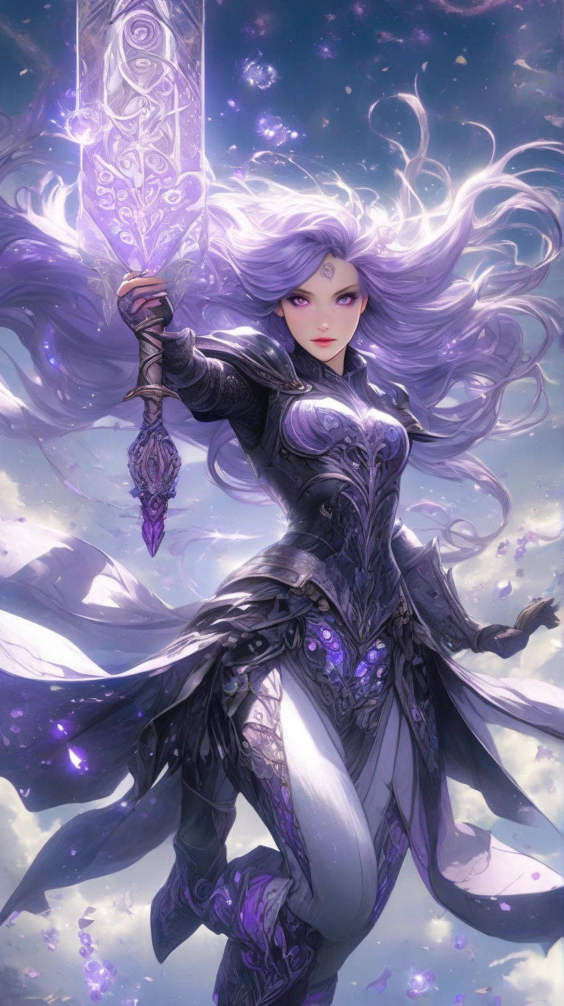 Floating beautiful undead lich girl with staff and armor in dungeon