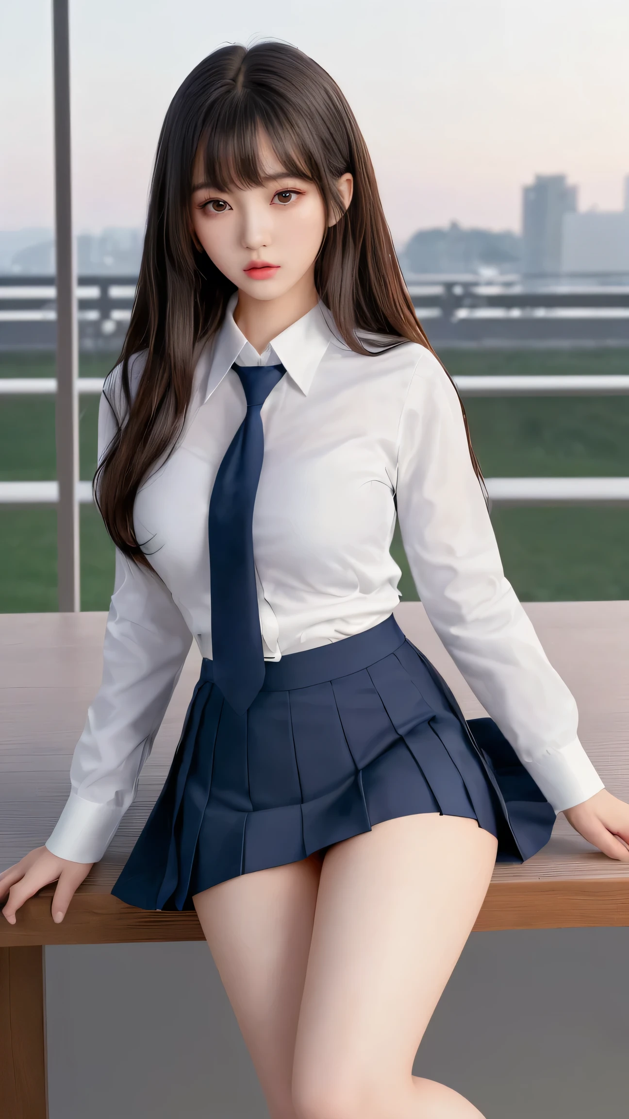 Asian woman in alafed in white shirt and blue tie sitting on chair, wide shoulders,extremely large breast,athletic body,Thick thighs,muscular thigh,athletic thigh,thick thigh,Big Hip Japan model, goddess of Japan, Korean Girl, Asian Girl, Beautiful Asian Girl, Japanese, Asian, Young Sensual Gravure Idol, a hyperrealistic schoolgirl, sakimichan, a hyperrealistic schoolgirl, Cute Schoolgirl, Young Pretty Gravure Idol, Sexy Girl