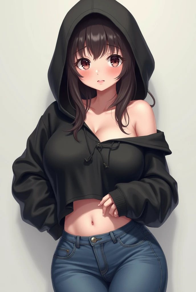 Sexy anime girl with hoodie