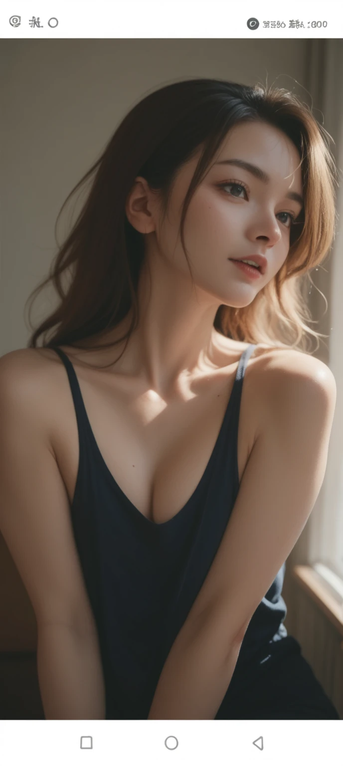 （（One girl）），（RAW photos，best quality），（nostalgia，1980s）），（A girl with a literary touch：1.2），（photorealestic，photograph realistic：1.3），Extremely Delicately Beautiful，Amazing，Fine details， tmasterpiece，Hyper-detailing，A high resolution，Most Best Illustration，Best shadow，complex，depth of fields，1girll，long hair，messy  hair，（（（（low tune，Dark scene，Dim light）））），plumw，cropped shoulders，Crisp chest half exposed，medium tits，Prom Dresses，Advanced coiled hair，（（gentlesoftlighting：1.4））），（paleskin：1.4），（smile shy），（Movie Angle），tack sharp focus，volume fog，8K  UHD，digital SLR camera，high qulity，（filmgrain：1.4），Fuji XT3，（looking at viewert）