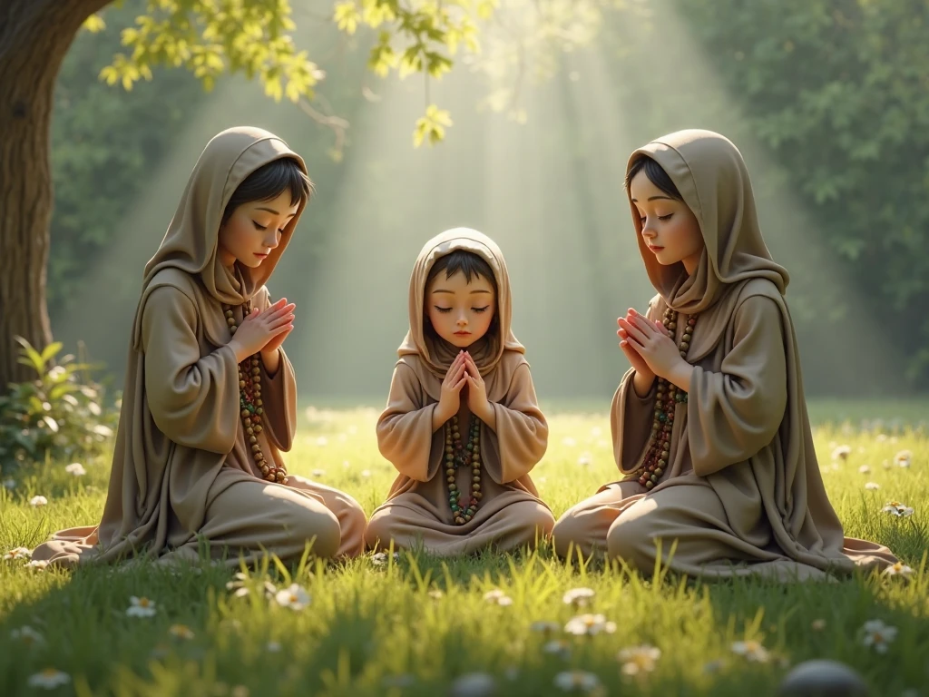 There is a little bald monk sitting on the ground,he crosses his arms, little boy wearing nun costume, Big breasts for kids, Calm expression, prayer meditation, wearing white robe, children, Wearing a white robe and, prayer pose, Wearing a simple robe, calm expression, wearing white robe, young , Innocence, portrait shooting, Blessing Hands, Buddhist, prayer, Wearing a simple robe