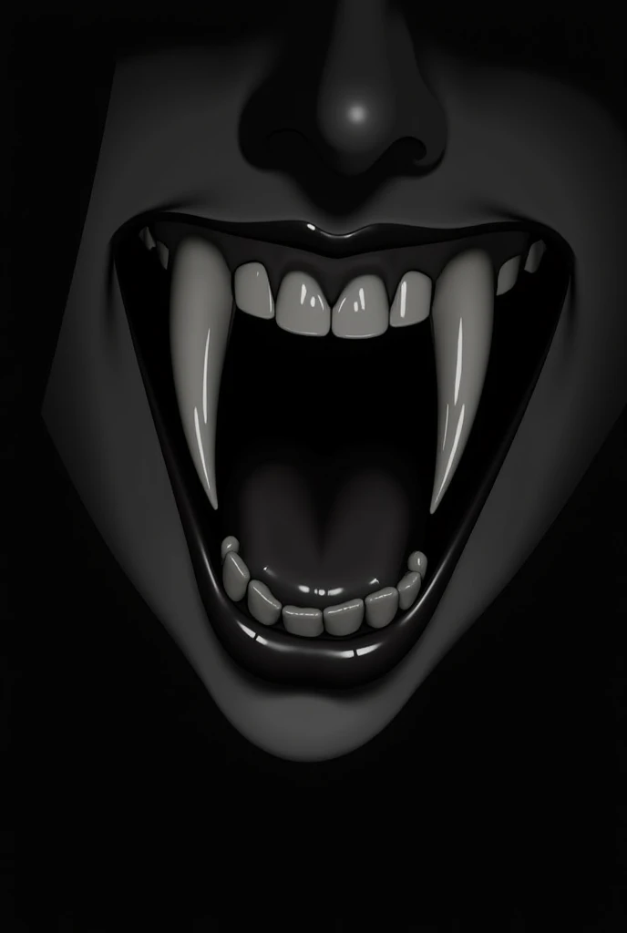 Hyperrealistic art of  <lora:Horror vampire fangs style v3:0.8>
In Horror style Vampire Fangs a brown skin vampire woman's mouth  with a vampire fangs smile, perfect image, perfect body, perfect anatomy, sharp image, detailed image, Kodak film, high quality photography, Vampire style, Fangs style, Horror style, solo, open mouth, teeth, tongue, saliva, sharp teeth, close-up, horror (theme), lips, no humans, makeup, black background, lipstick, photorealistic, vampire mouth focus, open mouth, Extremely high-resolution details, photographic, realism pushed to extreme, fine texture, incredibly lifelike