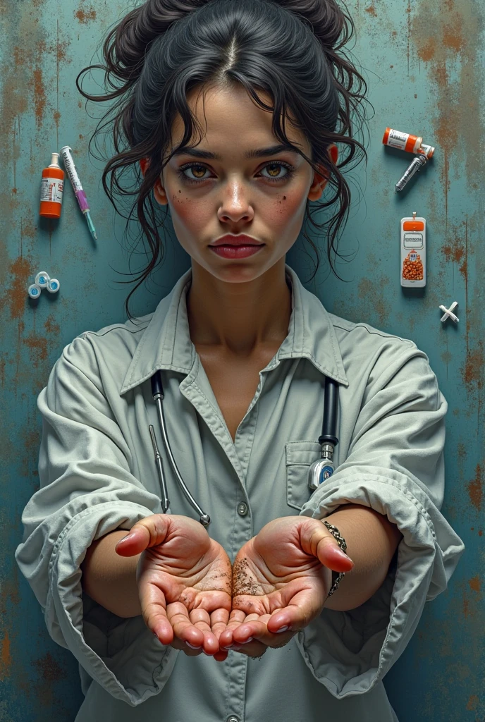 In the midst of the harrowing landscapes of World War I, a field hospital stands as an oasis of compassion amid the chaos of conflict. The scene is painted in the style of Hans Larwin, capturing the raw emotion and vivid details of this pivotal moment in history.
A young nurse, a beacon of hope amidst the darkness of war. Her (slim and slender) figure is enveloped in the traditional uniform of her profession, a stark contrast to the rugged and worn surroundings. Her (auburn hair) peeks out from under her nurse's cap, framing her (delicate face) with an expression of steadfast determination.
The intensity of the moment is palpable in her (gentle blue eyes), which radiate a mix of compassion and resilience as she treats the soldier's injuries. Her (soft lips) convey a sense of reassurance in (warm smile), her presence a source of comfort for those who bear the scars of battle.
The field hospital, nestled in the heart of the war-torn landscape, is a testament to the indomitable spirit of those who offer solace amid the ravages of war. The camera captures the intricate details of the makeshift medical station, from the meticulous arrangements of medical supplies to the dim light filtering through the canvas walls.
Larwin's distinctive brushwork brings to life the textures of the nurse's uniform, the soldier's worn clothing, and the rough canvas cots that serve as beds. The interplay of light and shadow heightens the emotional depth of the scene, with the soft glow of lanterns casting a warm and comforting ambiance amidst the darkness.
As the nurse tends to the soldier, a sense of camaraderie and shared humanity emergesâthe unbreakable bond that forms between those who face the horrors of war together. The authenticity of the moment is captured through the rich layers of detail and the evocative use of color, each stroke of the brush revealing the depth of their connection.
In this scene, Larwin's artistic touch transcends the physicality of the image, reaching into the emotional core of the human experience. The camera's lens captures not just the act of medical care, but the profound impact of compassion and empathy in the midst of the tumultuous backdrop of World War I. <lora:add_detail:0.5> <lora:bichu-v0612:0.5> <lora:detailed_eye:0.7> <lora:Gloomifier_slider_LECO_500w:1>