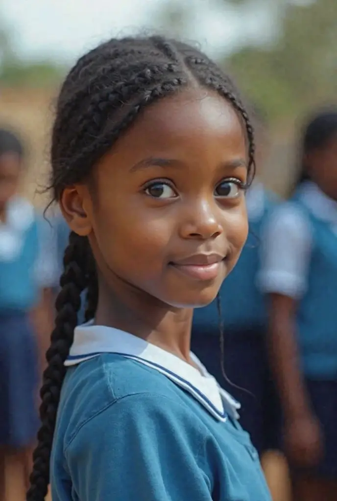 (best quality,4k,8k,highres,masterpiece:1.2), ultra-detailed, realistic, HDR, professional, vivid colors, bokeh, portraits, landscape, children, happy, friendship, African girl, African boy, school courtyard, blue skirt, white shirt, khaki pants, joyful

note：This is just a generated example，You can modify and extend it as needed。
