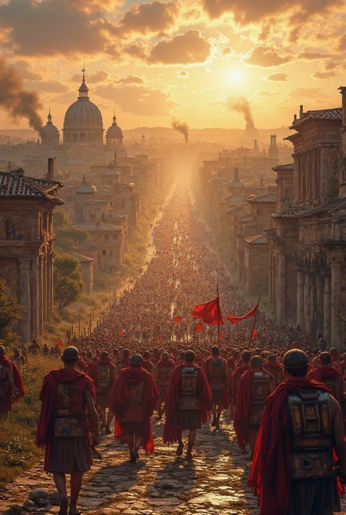 Ultra-realistic digital painting of ancient Rome in 27 BC at sunrise ...