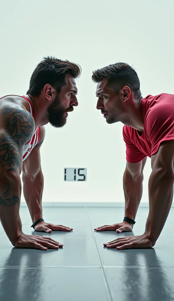 Make a thumbnail for my Instagram reel in which two man doing pushups and written on it is brothers having same mindset