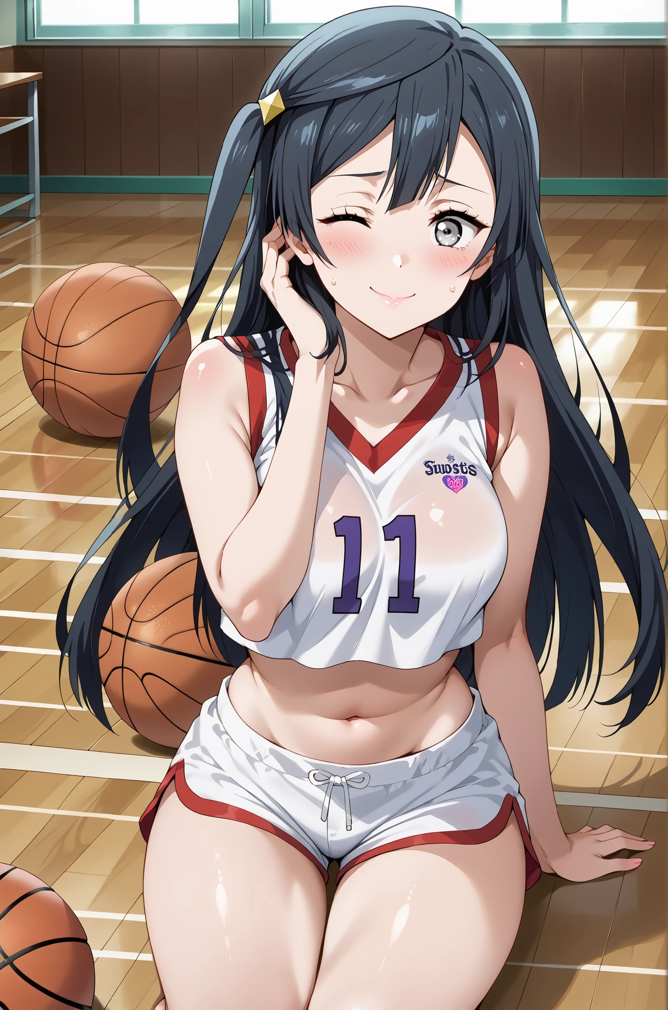 score_9, score_8_up, score_7_up, source_anime, 4K,perfect fingers,(perfect hands, perfect anatomy),prefect lighting, very aesthetic, intricate details,highly detailed background, masterpiece, high quality, best quality,
1girl, setsuna yuuki, yuuki setsuna (love live!), long hair, bangs, black hair, sidelocks, grey eyes, one side up, hair ornament, Large Breast,,
wearing ((crop top , basketball uniform , micro shorts, )) ,,
Leashed cute, face full of sticky white spunk, on her knees the floor, wink, flirtatious, shy, submissively, nervous, smiling embarrassed, blushing, wink, Top view Ecchi anime, knee in front of a guy at his feet, pats in her head, handcuffed in the back, grabbing face, Divine light hidden in petals! Shattered blooms + soft-focus glow—trap an angel in roses’ cruel romance!,