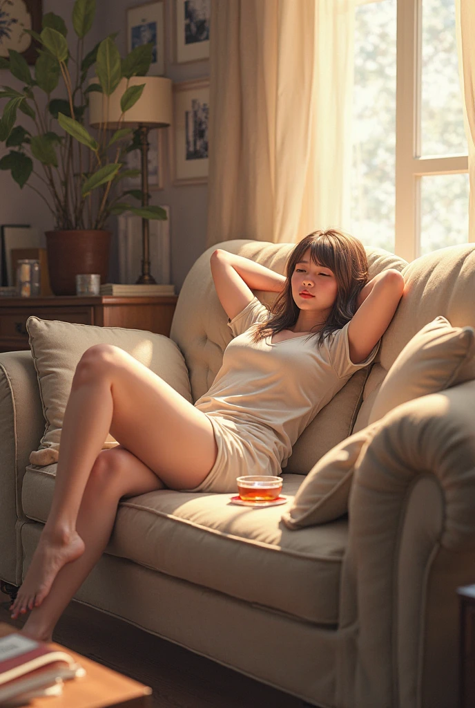 araffe sitting on a couch with a laptop and a book, gorgeous young korean woman, ulzzang, cute elegant pose, korean girl, sitting in bedroom, reclining on bed, beautiful young korean woman, sitting on the bed, sitting on a bed, korean women's fashion model, good young girl, attractive pose, beautiful south korean woman