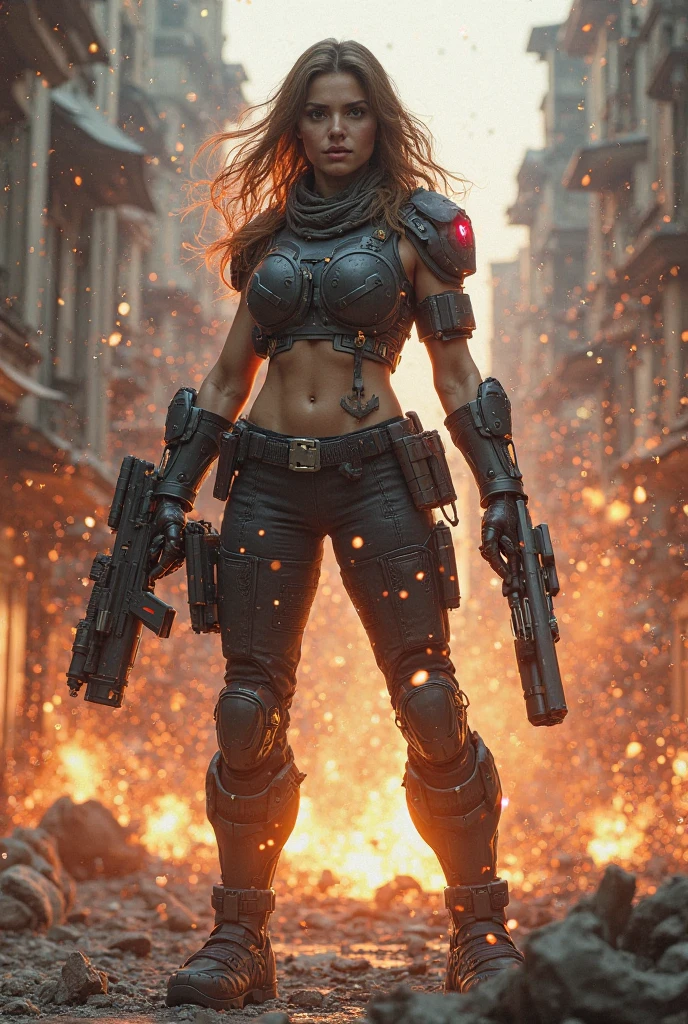 Pink mutant girl on a battlefield