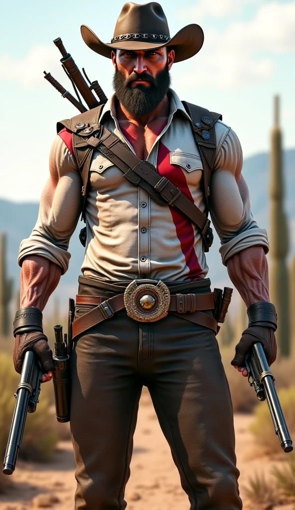 Masterpiece,Ultra photo realsisim,32K,extremely detailed nipple,Western cowboy, Unified wallpaper, Best quality,Cinematic style, (shredder:1.2),(Westworld:1.2), (Sci-fi Westerns:1.3)
