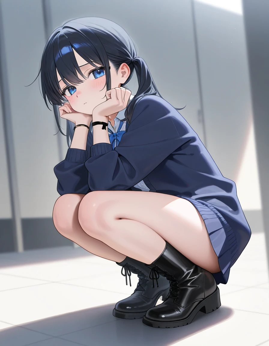 Top quality RAW photos in 32k resolution taken with Canon EOS R3, (frombelow:1.15),(​masterpiece、top-quality)、Girl in black maid clothes、Squatting while looking at the phone、Show off your crotch,Late night back alley, Downtown at night,puddles,bob black hair, pee, pink underpants,Bending over, feeling of disgust,beautiful anime girl squatting, Anime girls show off their crotches,, Spread your crotch, cum in :1.3)thighs thighs thighs thighs!!!, Beautiful fece,white cheeks, hugging her knees, thighs thighs thighs thighs!!!!!!, thigh closeup, Bare thighs!!!,