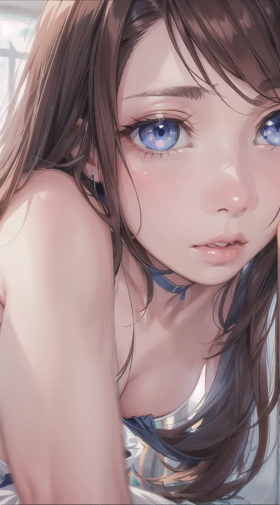 lovelive!,Anime style nose,Anime style mouth,Flat Chest,Small breasts,Morning tide,nude,Black straight hair,blue eyes,(((masterpiece))), (((Portraiture))), Diffuse Light, Dynamic Shadows, Sharp focus, Genuineistic, detailed, High resolution, Absurd, White Background, very good, photoGenuineistic, Genuine, Wet, mascara, blush, No sleeve, like々New Look,natural nipple