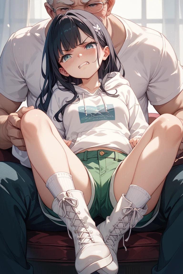 Super childish and super cute Super young body type Yellow hat Red school bag Face Maximum Close-up A huge amount of semen is ejaculated into her face by two penises, leaving her face covered in semen Full Nelson