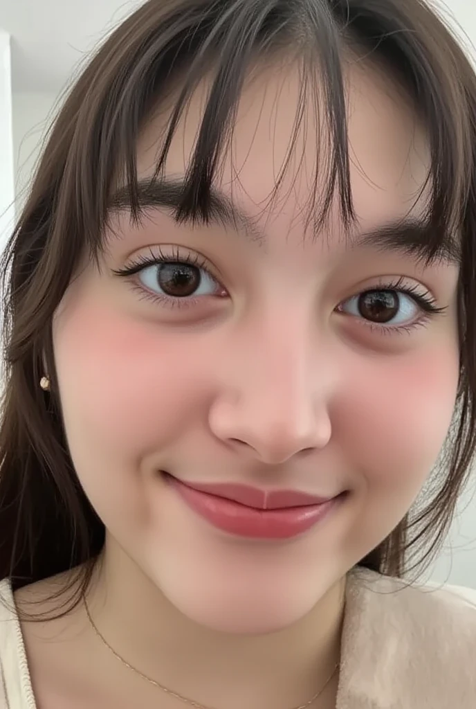 There was a woman smiling and calling, Ruan cute vtuber, face showing, webcam screenshot, Chinese girl, young cute wan asian face, She is facing the camera, 8k selfie photograph, china doll face, tiktok video, Asian face, lulu chen, front-facing looking at camera, very very low quality, She has a cute face --auto