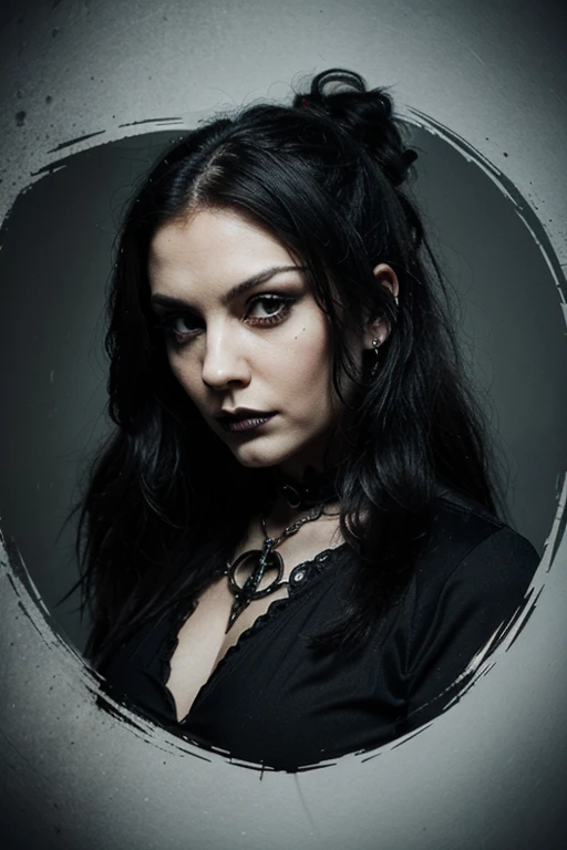 a pale 25 year old goth model, amazing body, lots of tattoos, seductive smile, beautiful detailed eyes, beautiful detailed lips, extremely detailed eyes and face, long eyelashes, dark makeup, dramatic lighting, dramatic shadows, dark moody atmosphere, cinematic composition, chiaroscuro, dark fantasy, gothic, dramatic, high contrast, dramatic colors, moody tones