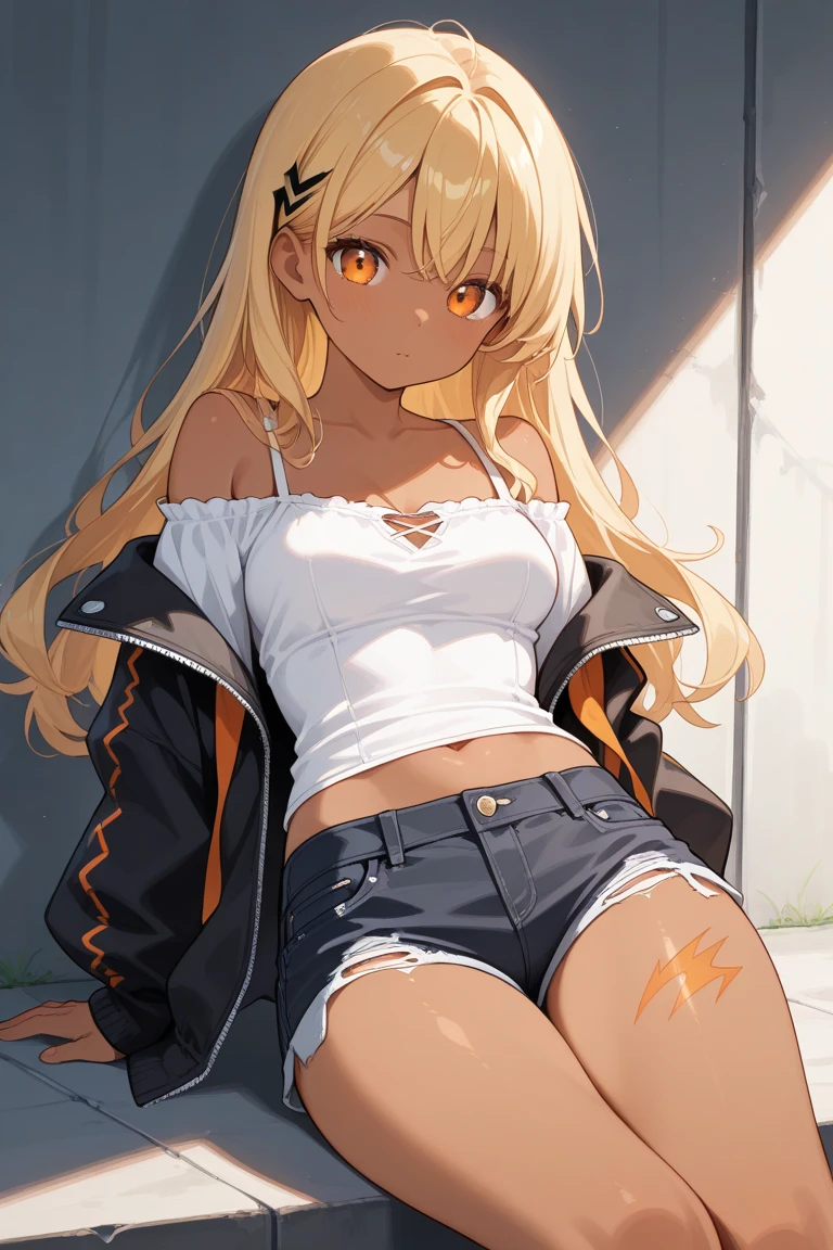 masutepiece, High quality, girl, highlights hair, Big clothes, Underwear with a small area, Comfortable clothing, Indoors, Night, Sunset, Dark room, Distracting and messing with something,