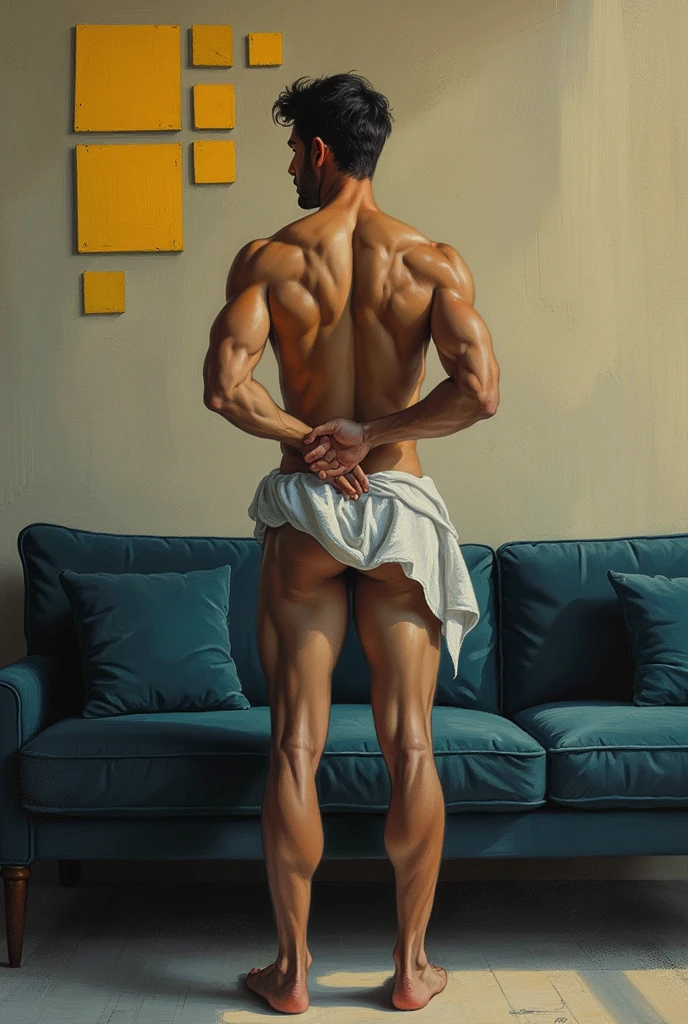 sketch, 20 yo femalefigure study, young muscle-bound jock, standing, full stocky body, completely naked, totally , wearing nothing, au natural, bare butt, crowded gym shower with spraying showers and showering men in background, pastels, by harry bush, James Montgomery Flagg and Lois van Baarle and jim french and rossdraws, detailed realistic eyes, big bare feet, large bulge in crotch, very handsome, beautiful