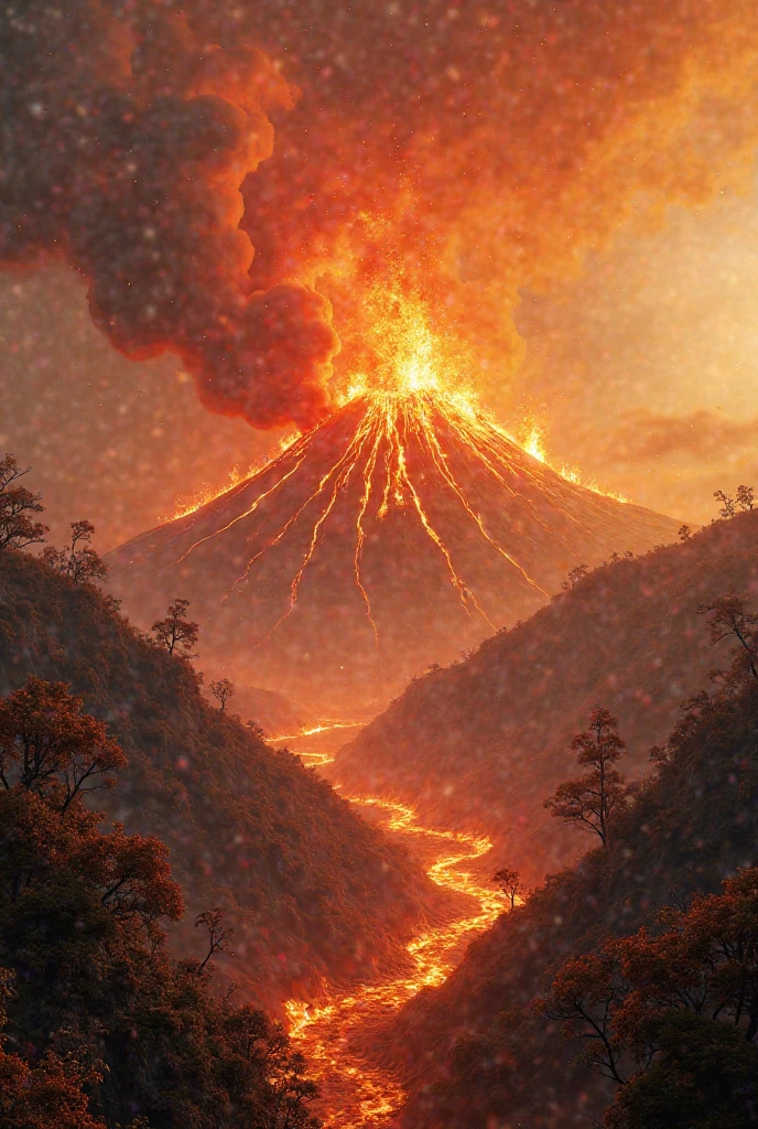(Lakeside lava and lava Mount Araf, an ancient city on fire, volcano background, a volcano erupts:1.37), (Super tsunami:1.37) volcano landscape, fantasy epic digital art,8 k matte painting, volcano exploding, Illustration matte painting, 4k highly detailed digital art, volcano setting, a volcano erupts, fantasy matte painting