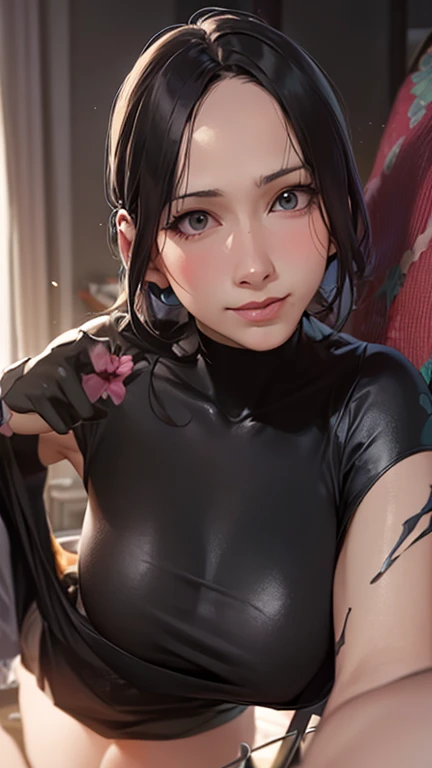 black hair, hair bobbles, wince, longeyelashes, solid circle eyes, fake animal ears, light smile, ear blush, fang, Real Person, Surrealism, pov, 8k, super detail, ccurate, best quality, 8k, masterpiece, best quality, 22 years o