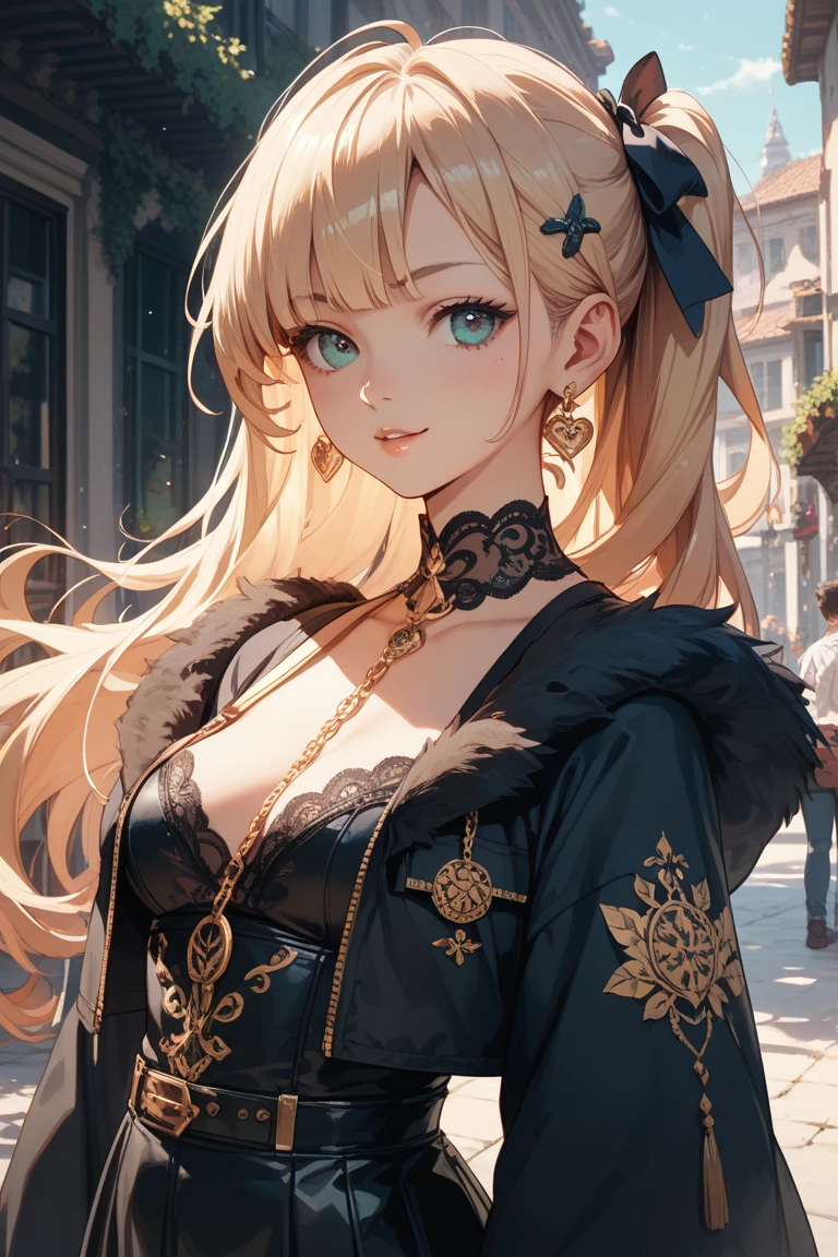 (masterpiece:1.3), ((Best quality at best)), (disorganized:1.3), (highest quality:1.3),(perfect ???????:1.5),Super detailed:1.3),(best shadow:0.7)，(Ultra high resolution), extremely detailed texture, sharp focus, realistic lighting, cinematic quality, photorealistic details, smooth shading, fine grain, high dynamic range, 8K quality, exquisite clarity, (Real photos, Crafted with meticulous precision), ultra realistic 8k cg, picture-perfect face, flawless, clean, professional artwork, famous artwork, cinematic lighting, cinematic bloom, high resolution, A girl, blond, blue eyes, Fashion Clothing, necklace, jewelry, Pretty Face, Perfect breasts, more than_Body, Tyndall effect, lifelike, Dark Studio, Side light, Two-color lighting, (HD Skin:1.2), 8K Ultra HD, SLR camera, Soft Light, high quality, Volumetric Lighting, frank, photography, high resolution, 4K, 8k, Bokeh,