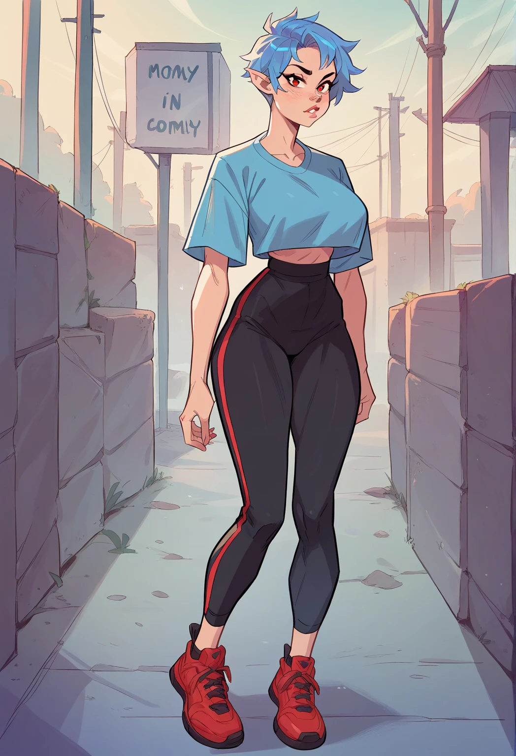 a girl, Saiyan , combed back white hair, , green eyes,slim, thin waist, wide hips, brown skin color , medium breasts, black clothes, walking, walking down the street