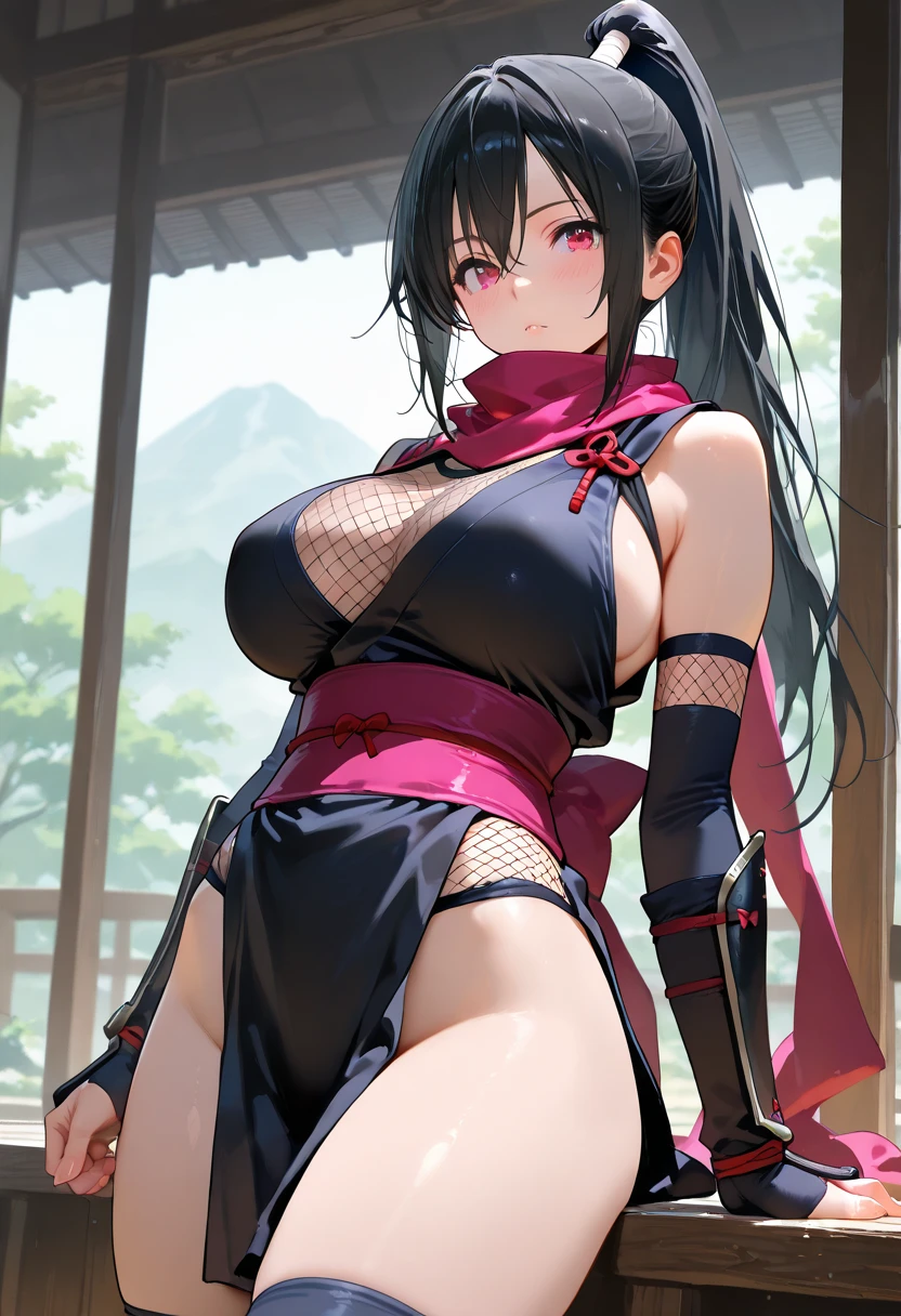 aaluis, long hair, facial mark, mole under mouth, breast tattoo, black gloves, cyberpunk, blush, lipstick,masterpiece, best quality, highly detailed, a anime girls in kimono dress with a sword posing for a
picture, bare shoulder,open kimono, evil smile, open mouth, crop top , (nsfw) not safe for work, smile,
ecchi anime style, anime girls, ecchi style, ecchi, digital anime art!!, in anime style, official artwork, visual
novel cg, beautiful anime girl, anime style 4 k, kimono pencil skirt, exposed belly, exposed navel,
exposed midriff, exposed lower belly, outdoor, japanese architecture, temple