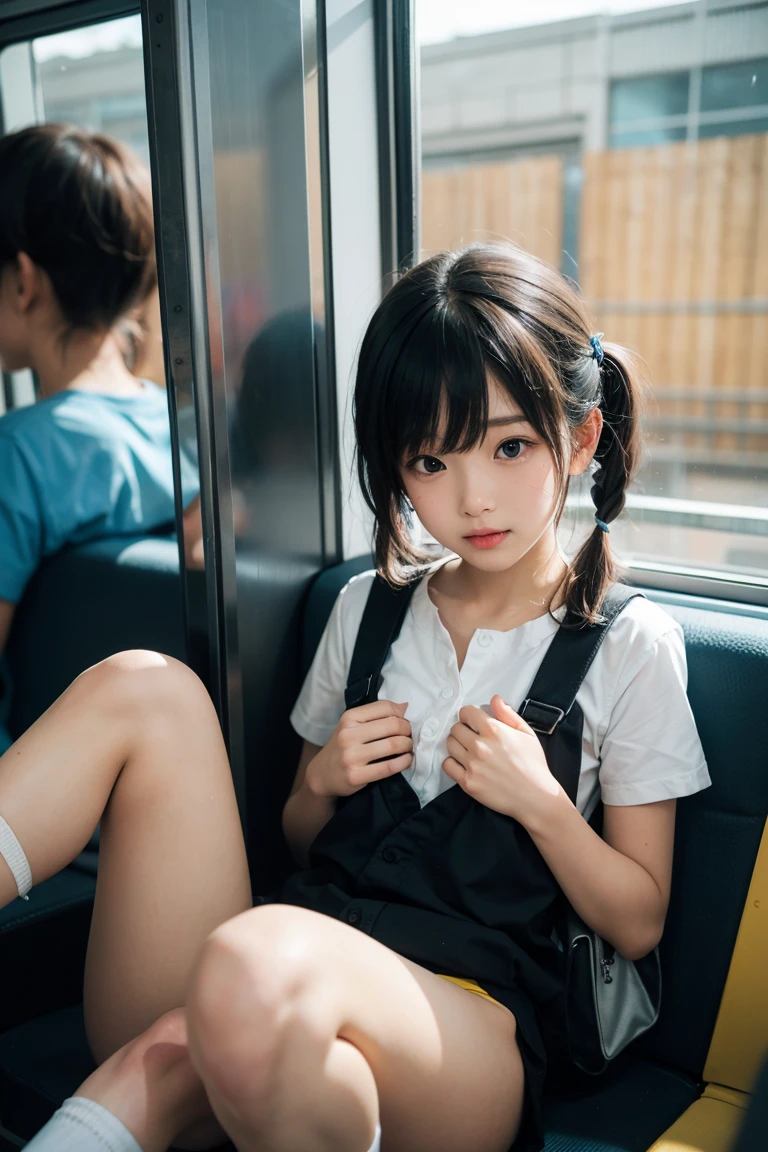 Elementary school AV actress,Show me your ass,School uniforms,young,bangs,(Browsing Caution:1.2),In a crowded train,Naughty gaze