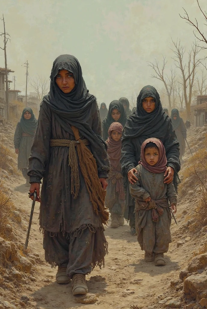 woman and 3 kids livinig in syria