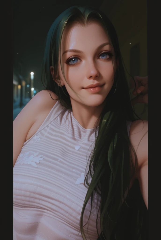arafed woman with purple hair holding a knife and fork, she has purple hair, pale skin and purple eyes, wearing purple undershirt, full pov, purple top, amouranth, with pale skin, better known as amouranth, 2 4 year old female model, 3/4 bust, sexy look at the camera, young beautiful amouranth