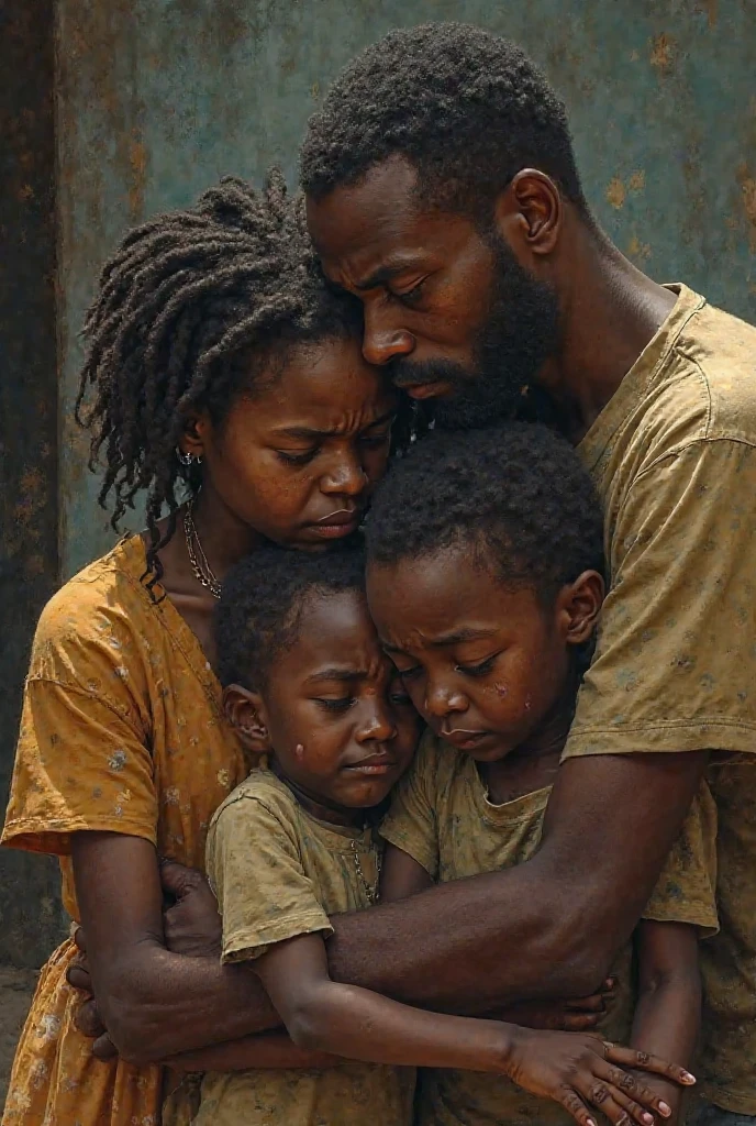Black children crying when they see a white man drinking water