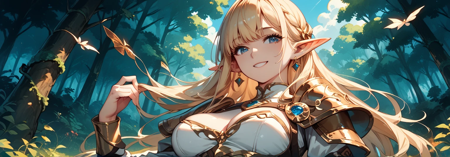 Adventurer blonde female with blue eyes