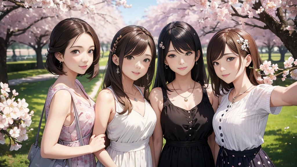 three sexy women posing in front of a cherry tree, deviantart artstation cgscosiety, wlop and artgerm, commission for high res, as seen on artgerm, wlop and rossdraws, trinity, realistic fantasy illustration, realistic fantasy artwork, extremely detailed artgerm, realistic fantasy render, rossdraws 1. 0, wlop rossdraws