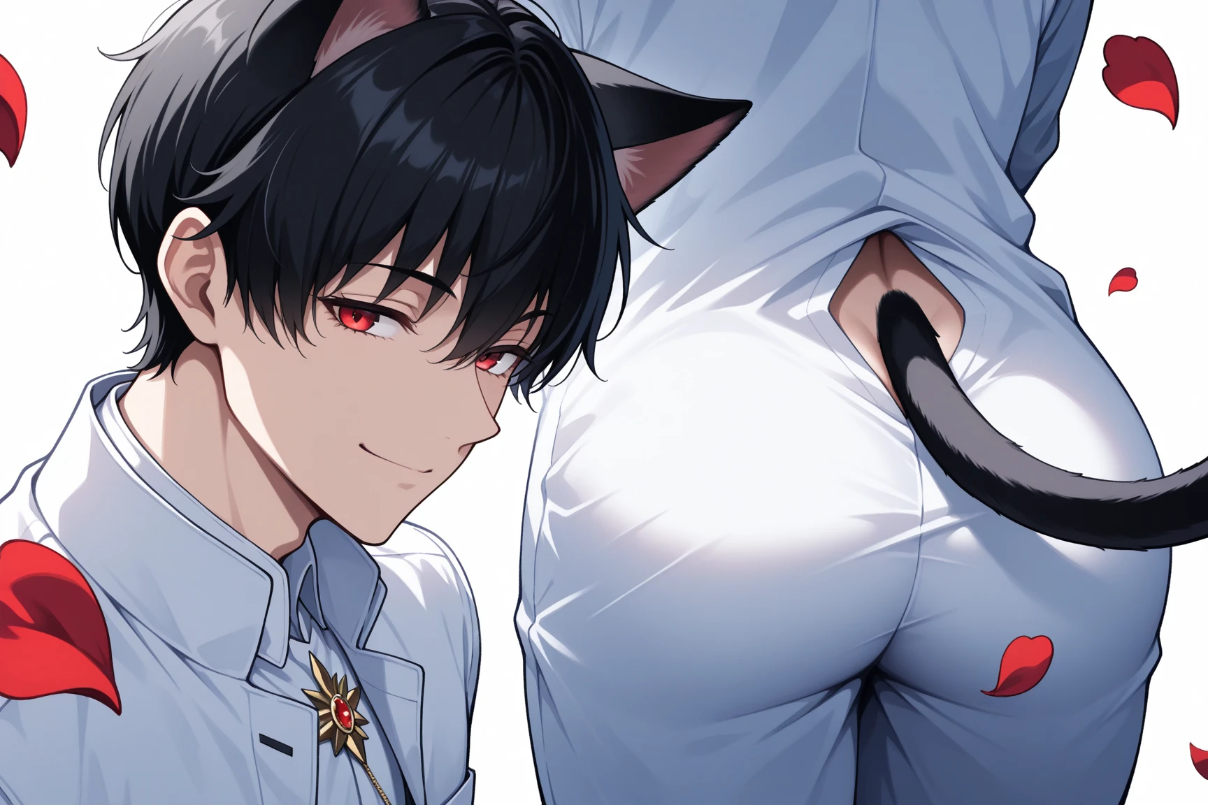 Grey-haired man Short Hair Has white cat ears and a tail Yellow Eyes Shota cute Gay He is wearing a white hoodie on his upper body. Clothed sex nude Nipple torture I have sex with a fat stranger with dark hair penis semen stickiness In bed at home(Riding on someone) Anal Sex Being raped Pleasure Close your eyes and cry drunkenness Excessive sweating Intense ejaculation Clear ergonomics Being creampied Blushing orgasm High resolution
