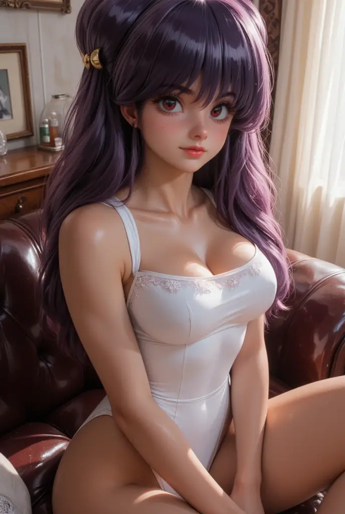 8k, RAW photo, Fujifilm, style photo of a beautiful young woman as rose in kneeling pose (highly detailed skin: 1.2) Style-Petal BREAK short hair, purple hair with colored locks, wearing a sheer sundress, film granulation, 35mm, cute style,smiling