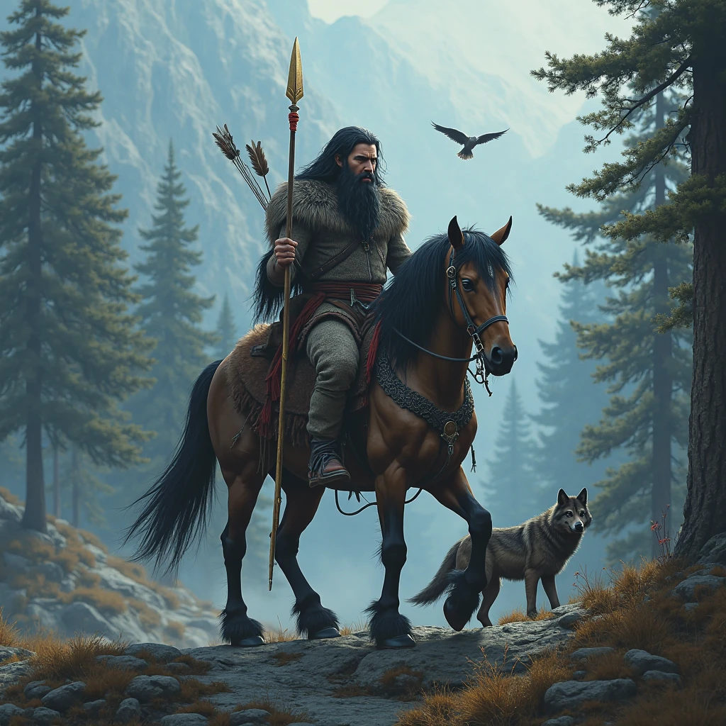 long shot of Centaur_Person Fantasy Frostpunk, Townsfolk, Snowy, concept art, brush stroke style, artstation, trending, highly detailed greg rutkowski