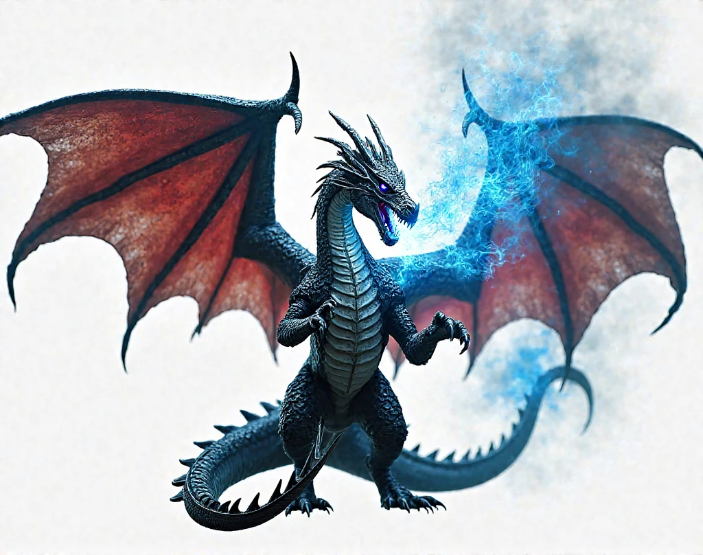 Black dragon escapes blue fire