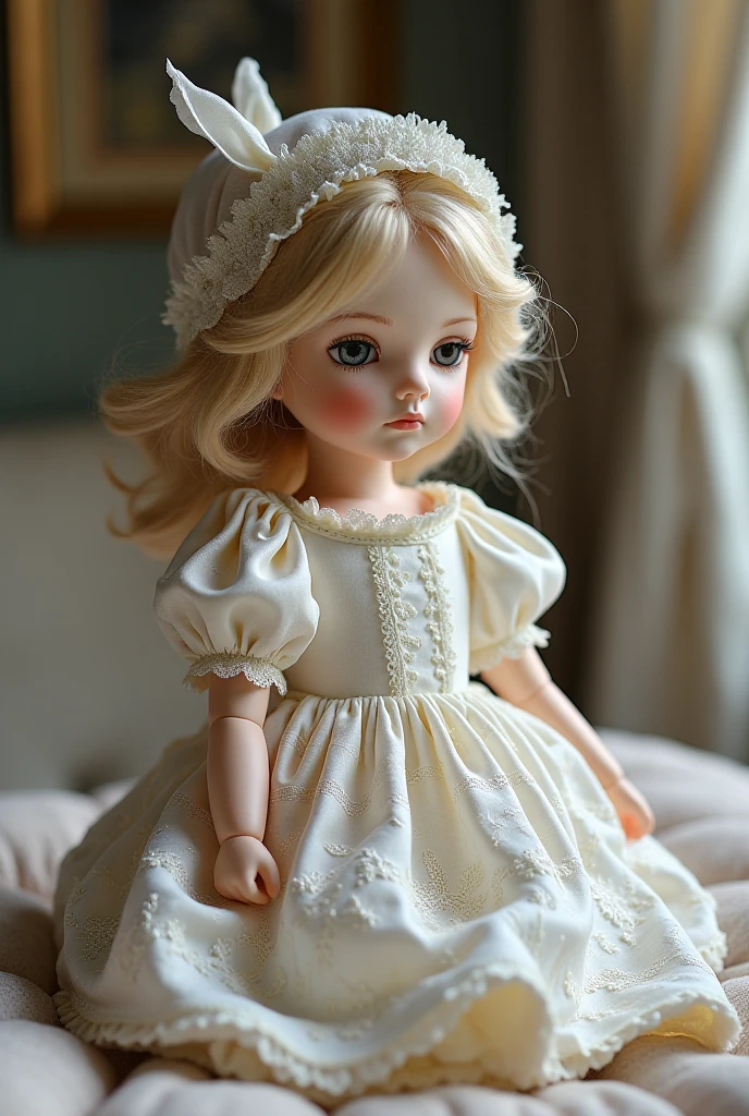 White laceで出来た娃娃, Beautiful lace baby, Lace dolls for room decoration, indoor, White lace, Very delicate lace, best quality:1.2, 4k, 8K, Very detailed, High Detail, masterpiece:1.2,