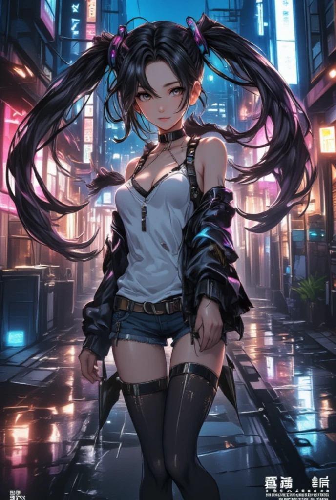 cinematic lighting,super dense skin、Beautiful quality with attention to detail,perfect anatomy,(replace、dim color, pleasant tone:1.3),(Detailed beautiful facial features、black short hair、Glasses、blue eyes:1.3)体がメカニックデザインGlasses娘、 sly way of laughing(girl with a weapon、highly detailed hands:1.2)Buildings in a big city at night、roof of the building、skyscraper、Equip your weapons(Highly detailed feet:1.3)、dynamism(deep at night、shining moon、beautiful night:1.5)Glasses娘、whole body