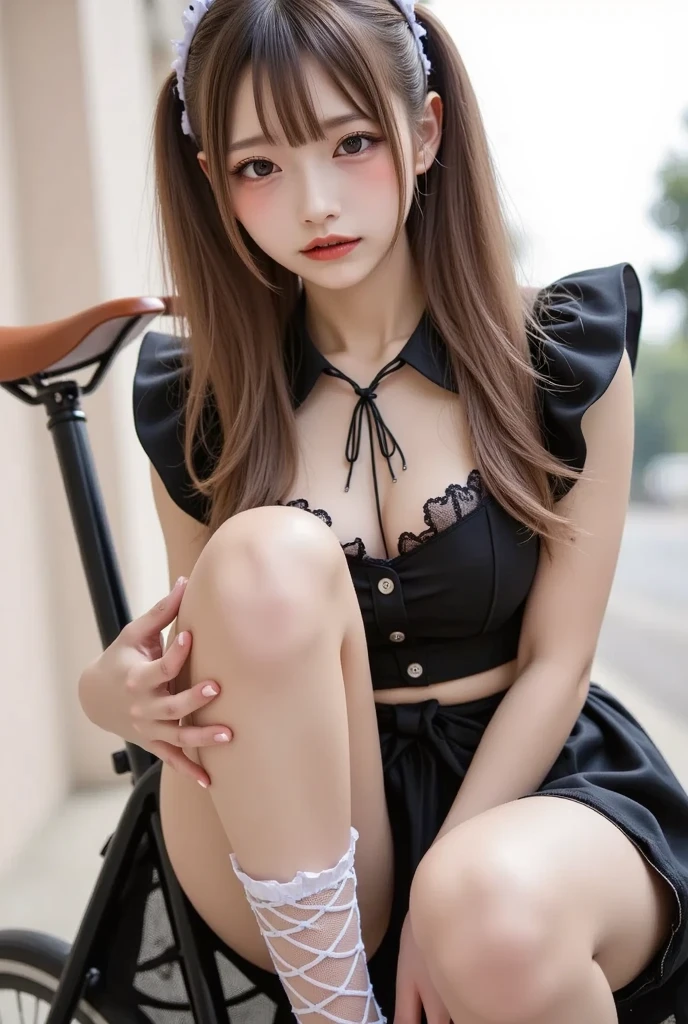 (surreal)、(enlightenment)、(High resolution)、(8K)、(非常にbecome familiar with)、(best illustrations)、(Open your legs while bending your knees)、sit on a bench、(highest quality)、(nikon)、(I can see my underwear)、Cherry blossom trees、(become familiar with顔)、alone、one girl、looking at the viewer、become familiar with、private key、Pure erotic face ace_V1、laughter、lace underwear、(micro panties)、super beautiful、24 only、(( camel toe))、(earrings、necklace)、big breasts、big breasts 細いウエスト、at the same time、shirt、I can see the cleavage、Black Leather Mini Skirt