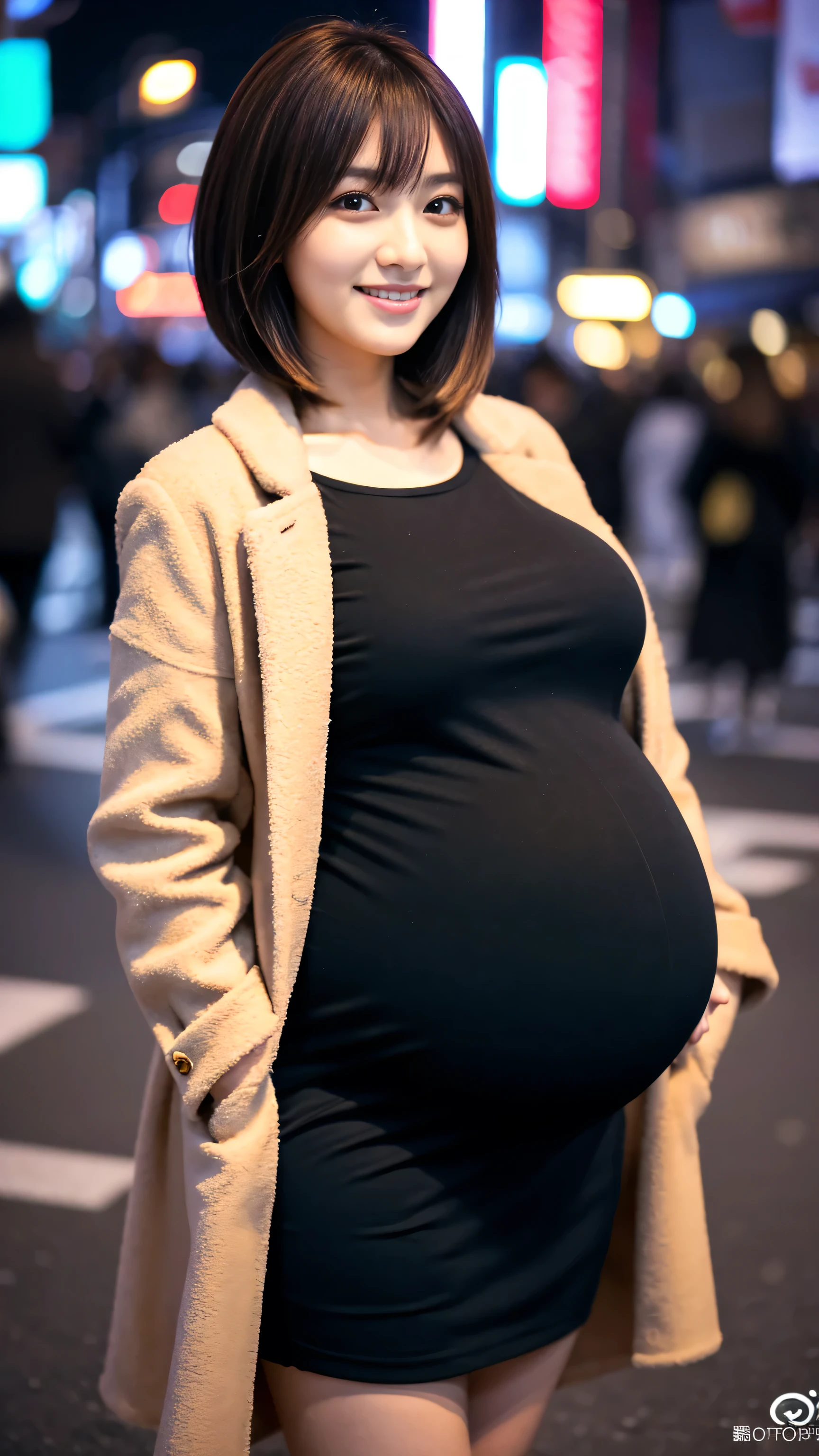 Highly detailed 8k wallpaper), 8k,best quality, masterpiece, ultra high resolution,(lifelike:1.4), original photo, sharp focus, detailed, dramatic, Exquisite and beautiful woman, (huge pregnant),(tall and straight:1.1), (Without), (droopy giant:1.1), (Fat Evil Goddesetallic high-leg one-piece racing turtleneck knit dress:1.0),(Dark purple and black lines,turtleneck knitted bodycon skirt),(thin fabricmetalone-pieceracing ), Half butterfly earrings, Double ring necklace, (defiance:1.05), (65 years old, : 1.4), cosmetic, (lipstick: 1.1), (Eyeliner: 1.2), mascara, eye shadow, curls, dynamic angle, (red lips)nice graphics, current employer，spectacular view, wide windows, show your whole body, standing beside window,phone photo of {subject and location} posted to {some social media} in {some time frame} --style raw --s 0 --ar {some vertical aspect ratio}.