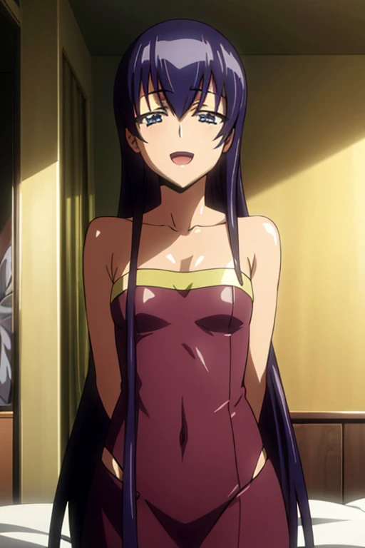 Saeko Busujima in a yellow dress looking in a mirror., hermosa mujer amarilla, Retrato, foto de perfil, modelo de instagram, hermosa dama, mujer hermosa, belleza asombrosa