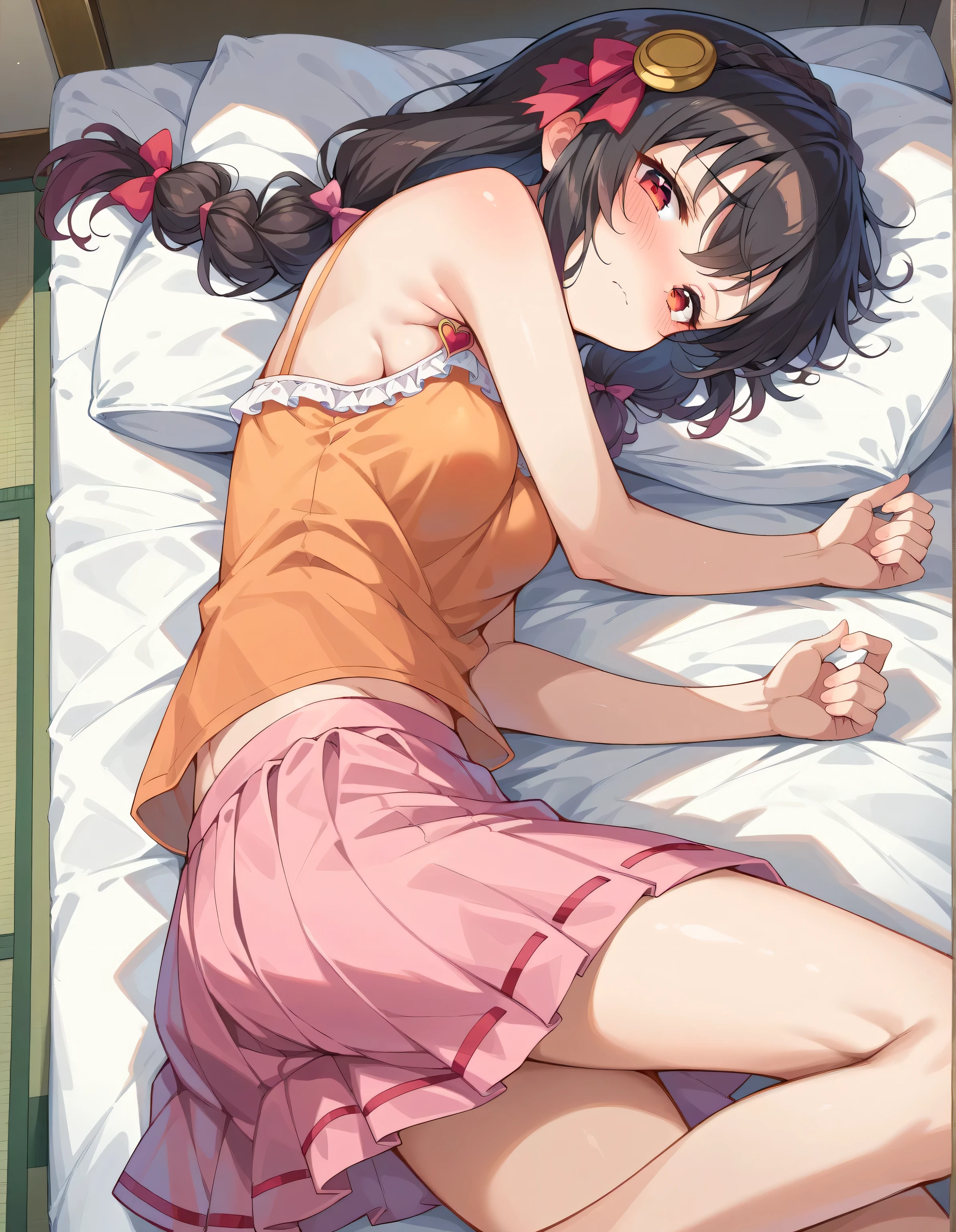 (child),highest quality,Beautiful face in every detail,cute,Dark brown eyes,(背の低いcute女の子,Small young student,Young delicate girl),(masterpiece,Top quality),Black Hair,Sleepy expression,Sleeveless,(White shorts),Crouching