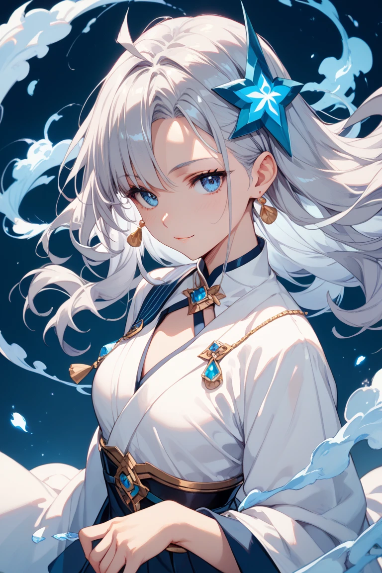 a close up of a woman with a sword in a white dress, a character portrait by Yang J, trending on cgsociety, fantasy art, beautiful character painting, artwork in the style of guweiz, guweiz, white hanfu, flowing white robes, full body wuxia, epic exquisite character art, stunning character art, beautiful female assassin