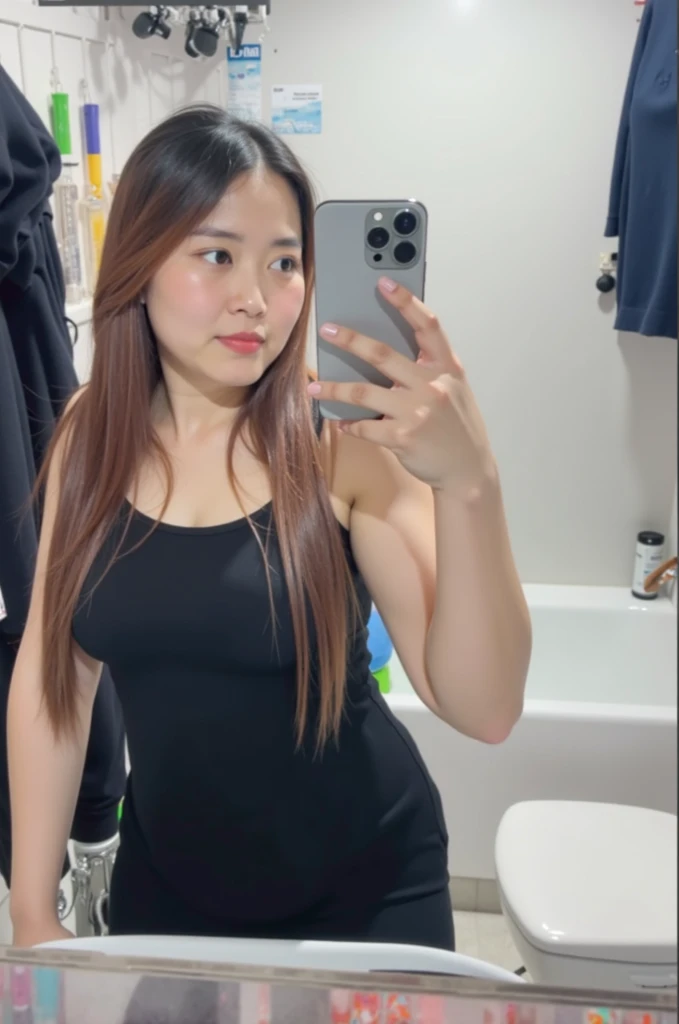 araffe woman in a black dress taking a selfie with her cell phone, instagram model, she is wearing a black tank top, 21 years old, 2 4 year old female model, 18 years old, 2 2 years old, 19-year-old girl, 2 3 years old, sha xi, photo of slim girl model, gorgeous chinese model