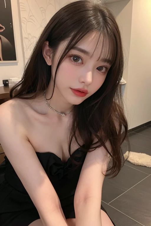 (8k, RAW Photography,top-quality, hight resolution:1.1), (hyper realisitic:1.4),(realisitic, Photorealsitic:1.3), Soft light,lifelike face,Realistic body,real looking skin,absurderes,​masterpiece,(cute little:1.8),(Slouched:1.8),(From  above:1.2),(a closeup:1.4),all-fours,pov,(beautiful nipple slips:0.9),(length hair,poneyTail),valley,Detailed brown eyes,Innocent eyes,drooing eyes,Teardrops,Open lips,blusher,well-styled,Cinema Lights,Film Grain,a closeup,looking at viewert,full bodyesbian,depth of fields, blurry backround,eyes focus,年轻,85mmレンズ, F/1.4,professionally lit,portlate,Photon Mapping,Radio City,physically-based renderingt,Transparency,a japanese girl,daytime,Sunnyday,NOWAI,large full breasts,huge-breasted,Detailed black dress,A little fluffy look,Background on the bed