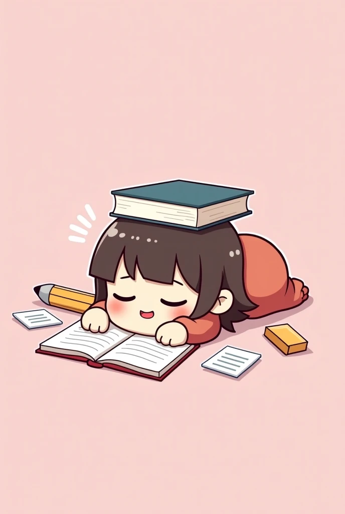 Anime style illustrations,A woman sleeping comfortably on her desk while drawing