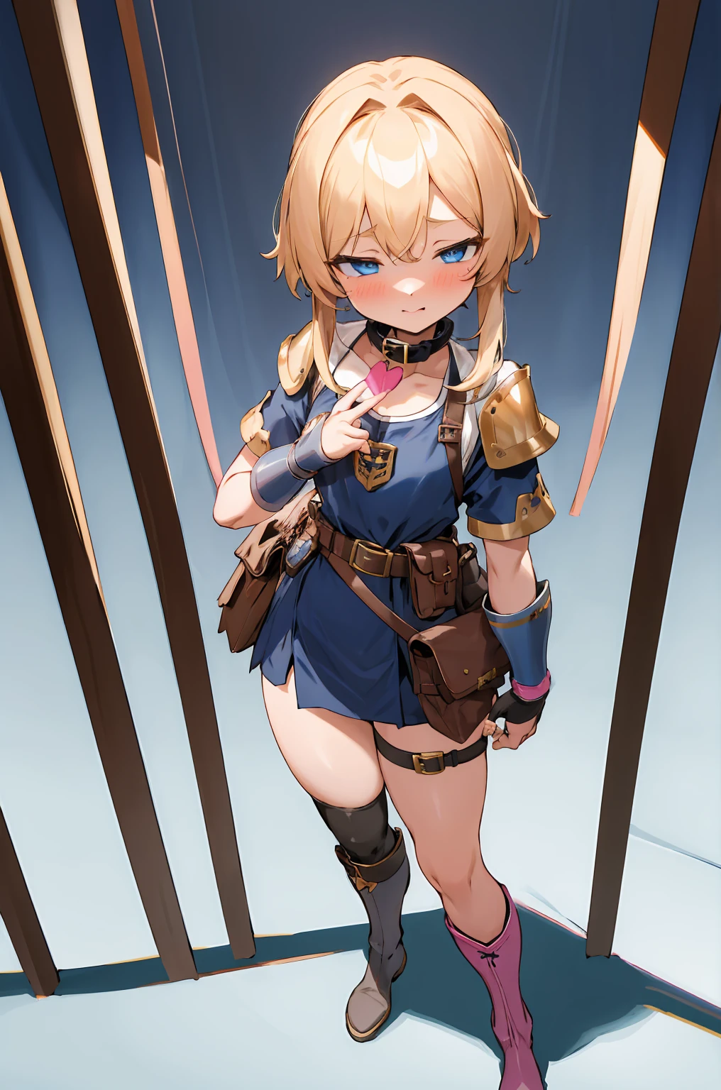(flabbergasted), asuna ba, looking at viewer, large breasts, ribbon, long hair, light brown hair, smile, ass visible through thighs, hair over one eye, strapless, blue bowtie, black pantyhose,playboy bunny, gloves,animal ears, mole, covered navel, fake animal ears, mole on breast, white gloves,highleg leotard,strapless leotard, bare shoulders, pantyhose, traditional bowtie, rabbit ears,detached collar, bowtie, thighband pantyhose, blue leotard, blue bow, cleavage,high-heels,blue high-heels , halo, solo, blue eyes, 1girl, panties,white background,simple background, show off nipple,REGULAR CROSS HARITSUKE, WOOD CROSS, V LEGS, FOLDED, WRISTS TO ANKLES, BOUND WRISTS, BOUND ANKLES, girl in crucified,full body,