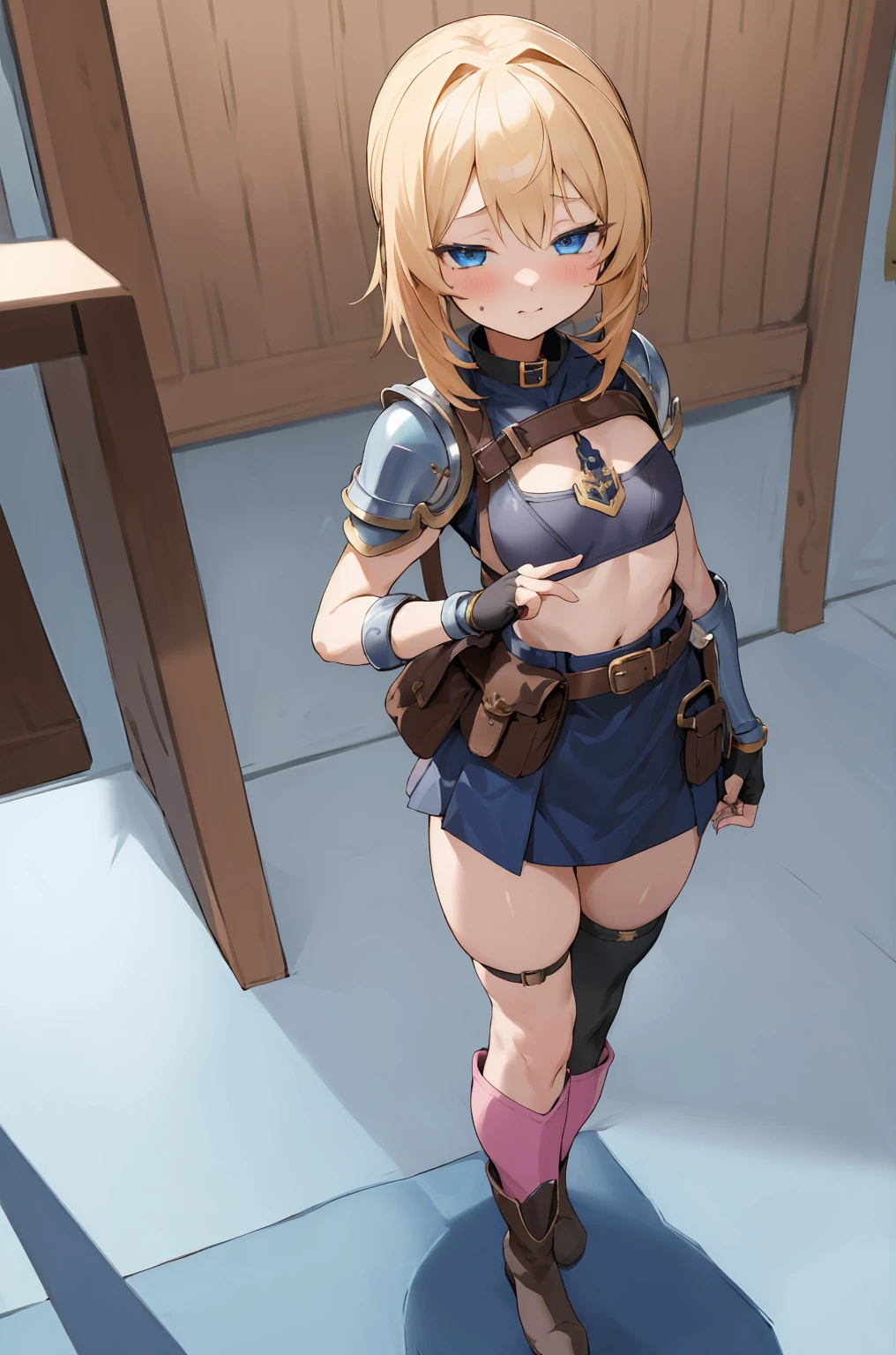full body, whole body. 1solo (girl). slave fighter, loincloth standing, hands on hips full body, whole body. 1solo (girl). slave fighter, loincloth standing, hands on hips, metal sandals, backpack, choker, big belt, view from below, feet together, bracers, tiara
